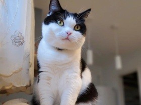 朝ごはんを食べ終えて毛繕い中です　スコティッシュフォールド「gris」