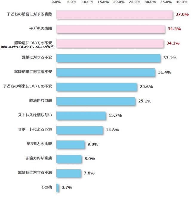 あなたはお子さまの受験サポートでどのようなストレスを感じていますか？（提供画像）