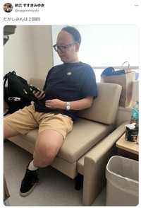 納言・薄幸のお見舞いにきたトレンディエンジェル・たかし　納言・薄幸のX（@nagonmiyuki）より＝2025年8月1日投稿