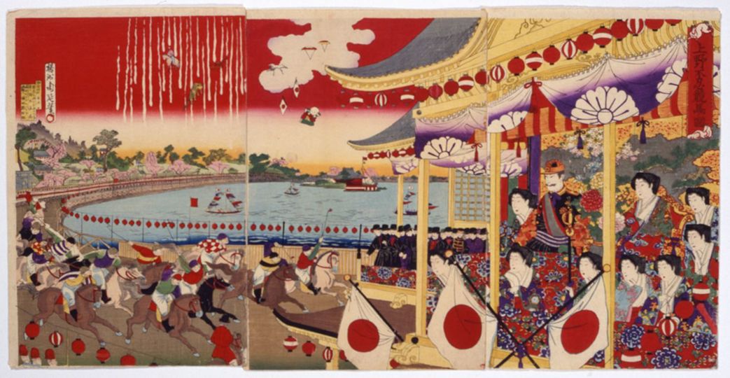 楊州周延『上野不忍競馬ノ図』1884年（JRA競馬博物館所蔵）
