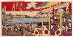 楊州周延『上野不忍競馬ノ図』1884年（JRA競馬博物館所蔵）