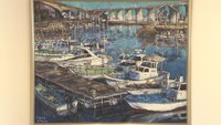 油彩画家・六車和紀さん作「北浦漁港」