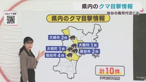 クマの目撃情報　宮城県　２５日午後３時〜２６日午後３時