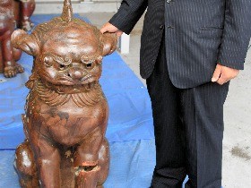 盗まれた狛犬、神社に戻る　岡山の天神宮　ほか１５体も返還へ