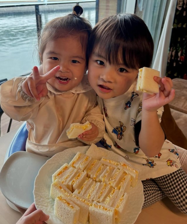 ふたりの大好物、ママのたまごサンド（提供：＠ayana.mamagramさん）
