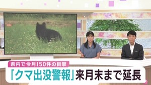 クマの目撃が相次ぐ　宮城県がクマ出没警報を９月末まで延長