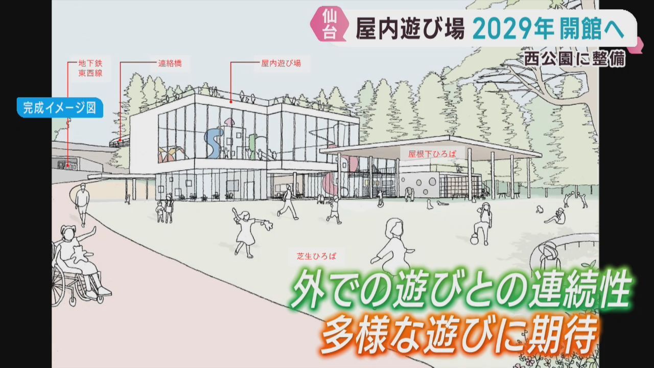 仙台市が西公園に整備する屋内遊び場　２０２９年開館へ