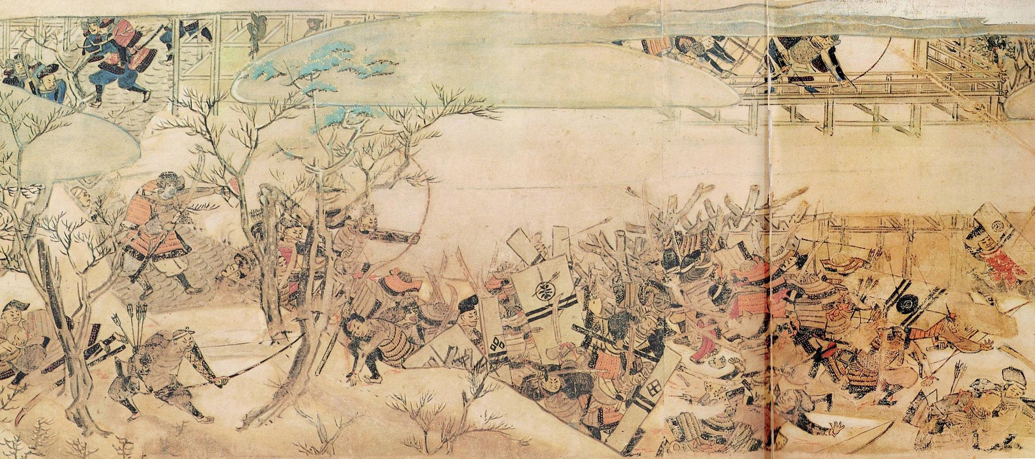 図３ 　『法然上人絵伝』に描かれた日吉八王子社の城郭（ 『続日本の絵巻（２）　法然上人絵伝 中』66-67頁、中央公論社）