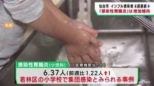 仙台市インフルエンザ感染者数４週連続減少　感染性胃腸炎が増加傾向に