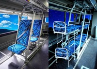 「ソメイユプロフォン」の座席イメージ。前後の座席を組み合わせることで、2段ベッドのような形になる（高知駅前観光提供）