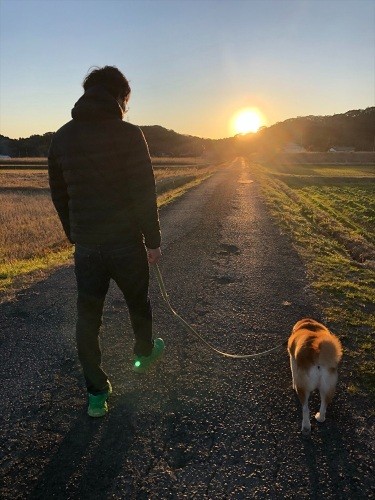 発症前の夕方散歩（昌宏さん提供）