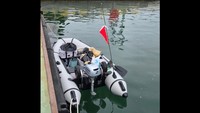 航行不能になったゴムボート　玉野海上保安部 提供