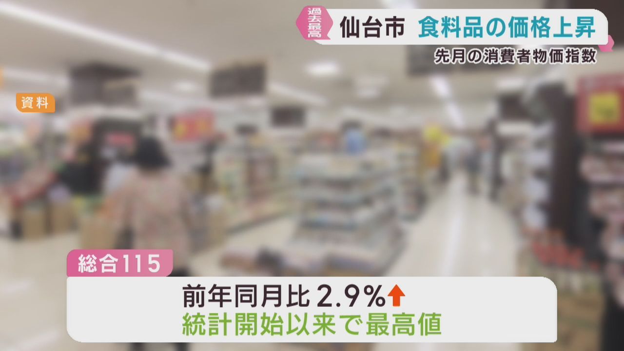 １１月の消費者物価指数が過去最高に　仙台市