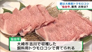 餌は宮城県産のトウモロコシ　Ａ５ランクの仙台牛販売