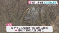 乗用車が崖下に転落　運転女性が死亡　宮城・富谷市