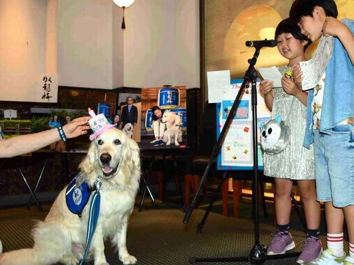 静岡県立こども病院のファシリティードッグ「ヨギ」の誕生会で手紙が披露された