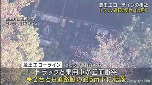 蔵王エコーラインでトラックと乗用車が衝突し転落　トラック運転手が死亡