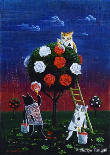 人気の猫作家、鳥飼規世さんも、猫たちのためのチャリティ支援になるとのことで、急きょ出展。ご本人も元保護猫スコティッシュフォールドと暮らしているとか