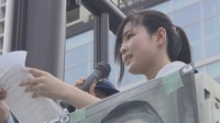 交通安全を呼び掛ける高校生　岡山市北区