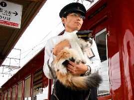 たま駅長がロゴマークにゃ　和歌山電鉄「うめ星電車」出発