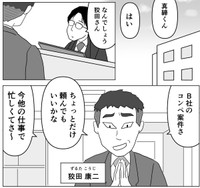 狡田から仕事を丸投げされる真締（まるいがんもさん提供）