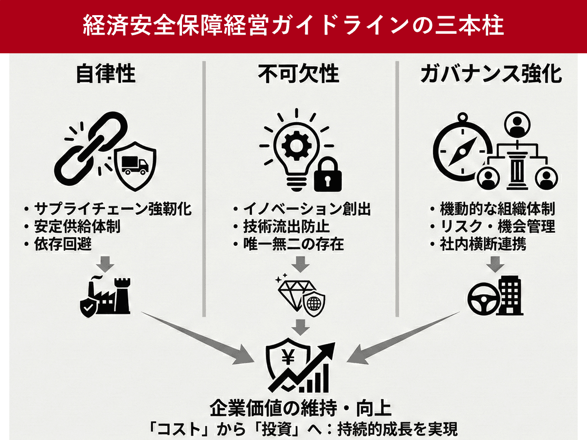 経済安全保障経営ガイドライン、自律性・不可欠性・ガバナンス強化が三本柱