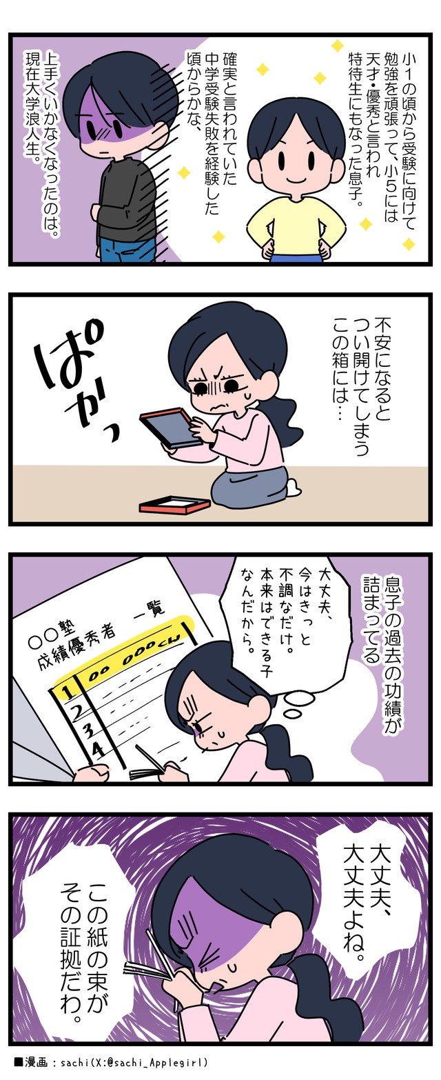 受験浪人の息子、親はかつての優秀な成績記録にすがってしまう…