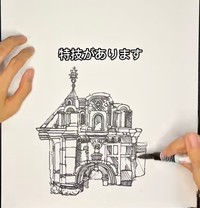 下書きなし、サインペン1本で描いていく（提供：自閉症画家らびさん）
