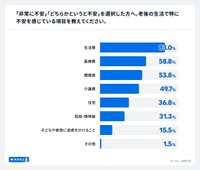 老後の生活で特に不安に感じている項目