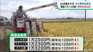 米の概算金基準を２年連続で引き上げ　ＪＡ全農みやぎ