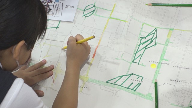 出前授業（逃げ地図ワークショップ）　多肥小学校　高松市多肥上町