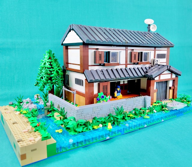 シリーズの原点となった2022年夏の作品「田舎の家」／はやうまさん（@hayauma_lego）提供