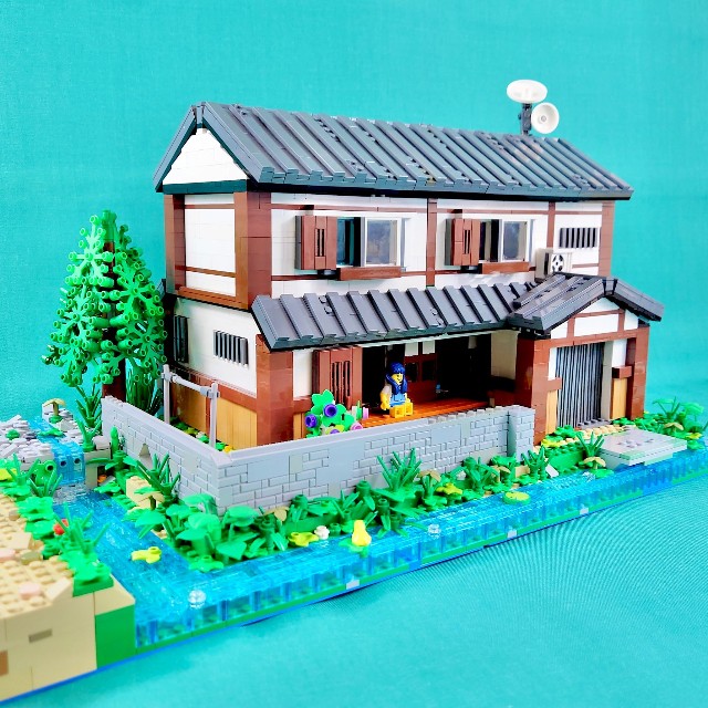 シリーズの原点となった2022年夏の作品「田舎の家」／はやうまさん（@hayauma_lego）提供
