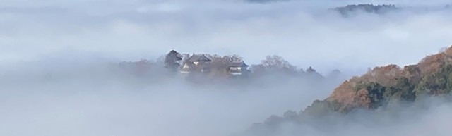 雲海に包まれた「天空の城」備中松山城＝大橋教授撮影（提供：岡山理科大学）