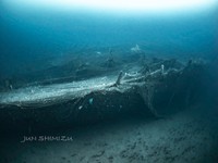 船体は130mに及ぶ 撮影：清水淳