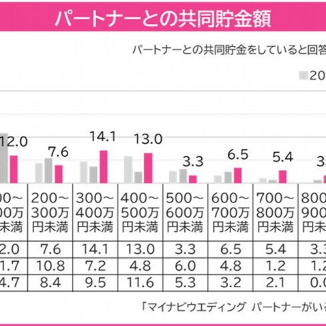 パートナーとの共同貯金額（提供画像）