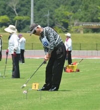 京都を代表する選手の林さん。相手の好プレーにも賛辞を惜しまない（京都府京丹波町・府立丹波自然運動公園）