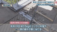 石井小学校（1974年建築）で落下したコンクリート片　岡山市提供