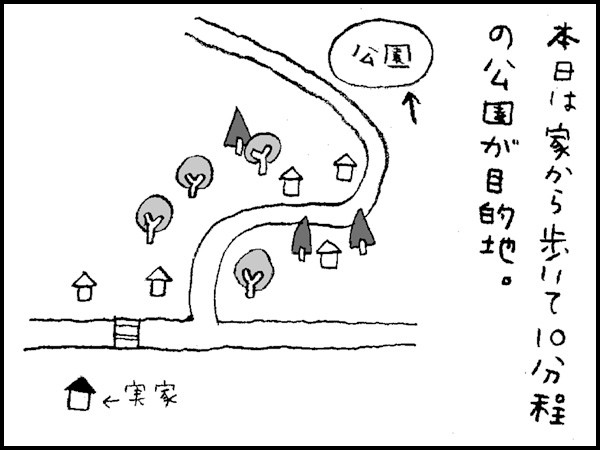 本日は家から歩いて10分程の公園が目的地。