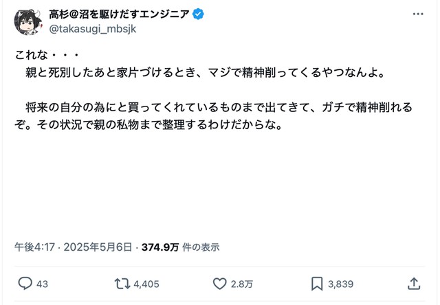 両親の荷物は、いろいろな意味で片付けにくいのです