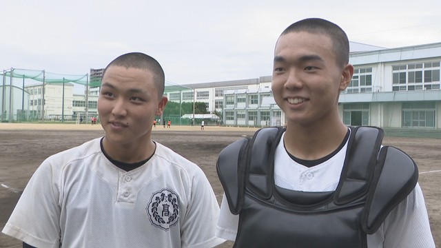 蓬莱高校野球部　清家煌生投手（3年）／齋藤隼士 捕手（2年）