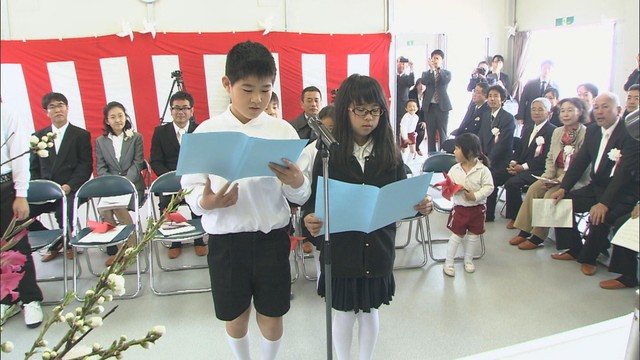 男木小中学校 再開式　2014年4月