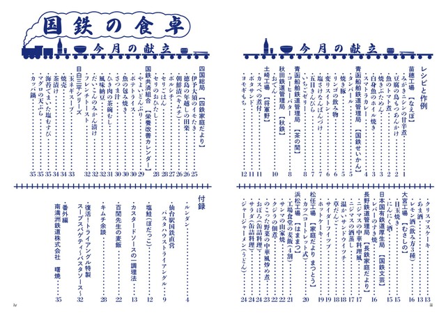 『国鉄の食卓』目次（シグナルさん提供）