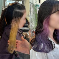 根本が伸びてきた状態からのインナーカラー施術例（MAYUKIさん提供）