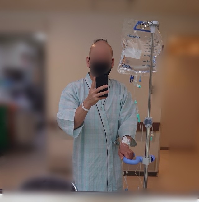 骨髄ドナーになった50歳男性。「んじゃ、ちょっと人の命助けてくるわ」（いずれも提供写真）