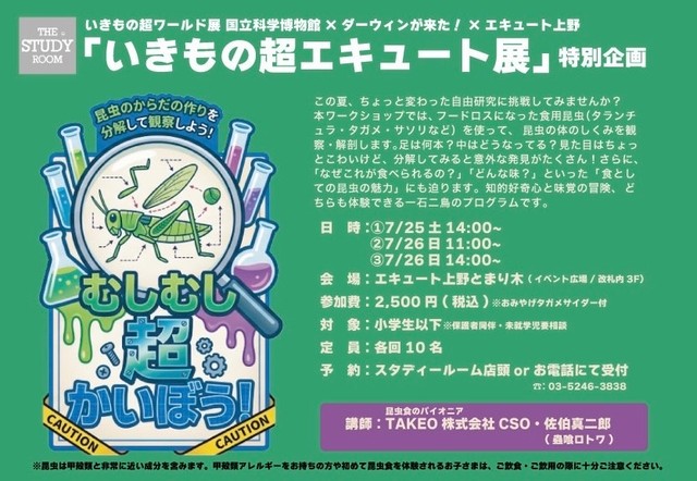 「むしむし超かいぼう！」#いきもの超エキュート展　公式コラボワークショップ（蟲喰ロトワさん提供）