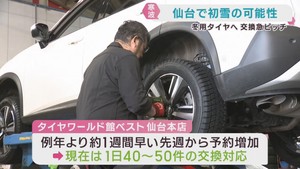 暖かさから一転寒波襲来見込み　冬用タイヤ交換進む　仙台・宮城野区