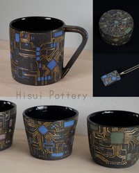 Hisui Potteryさんが手がける回路模様の作品たち（提供：Hisui Potteryさん）