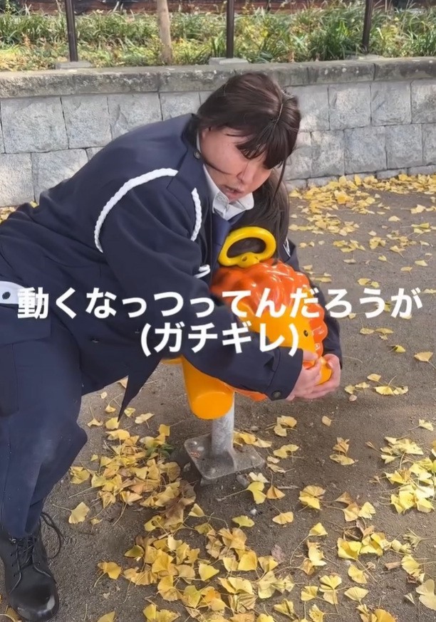 日本一の警備員を目指す110kg女子。仕事に対しては真剣です（「部下が110kg女子」さん提供、Instagramよりキャプチャ撮影）