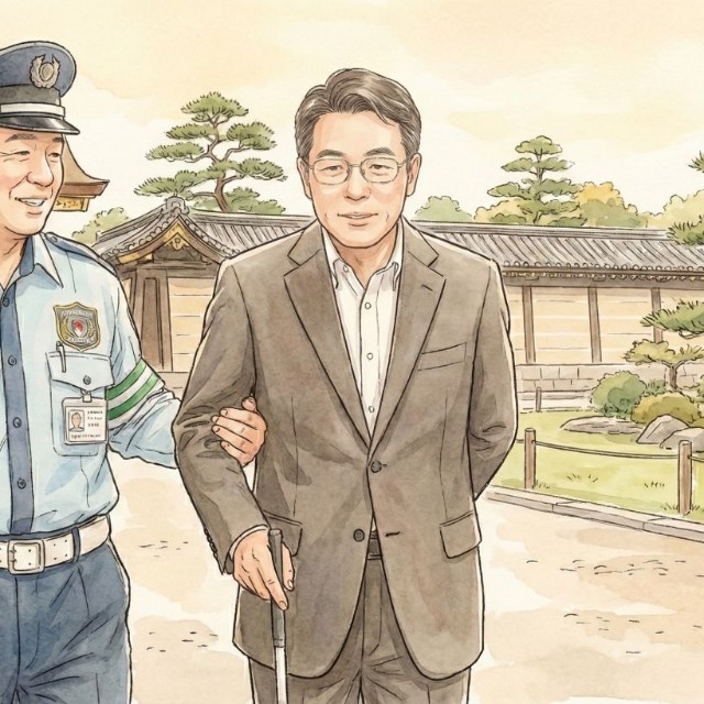 スタッフは警備員が付き添うことを男性に提案（Google Geminiで生成したイメージ画）